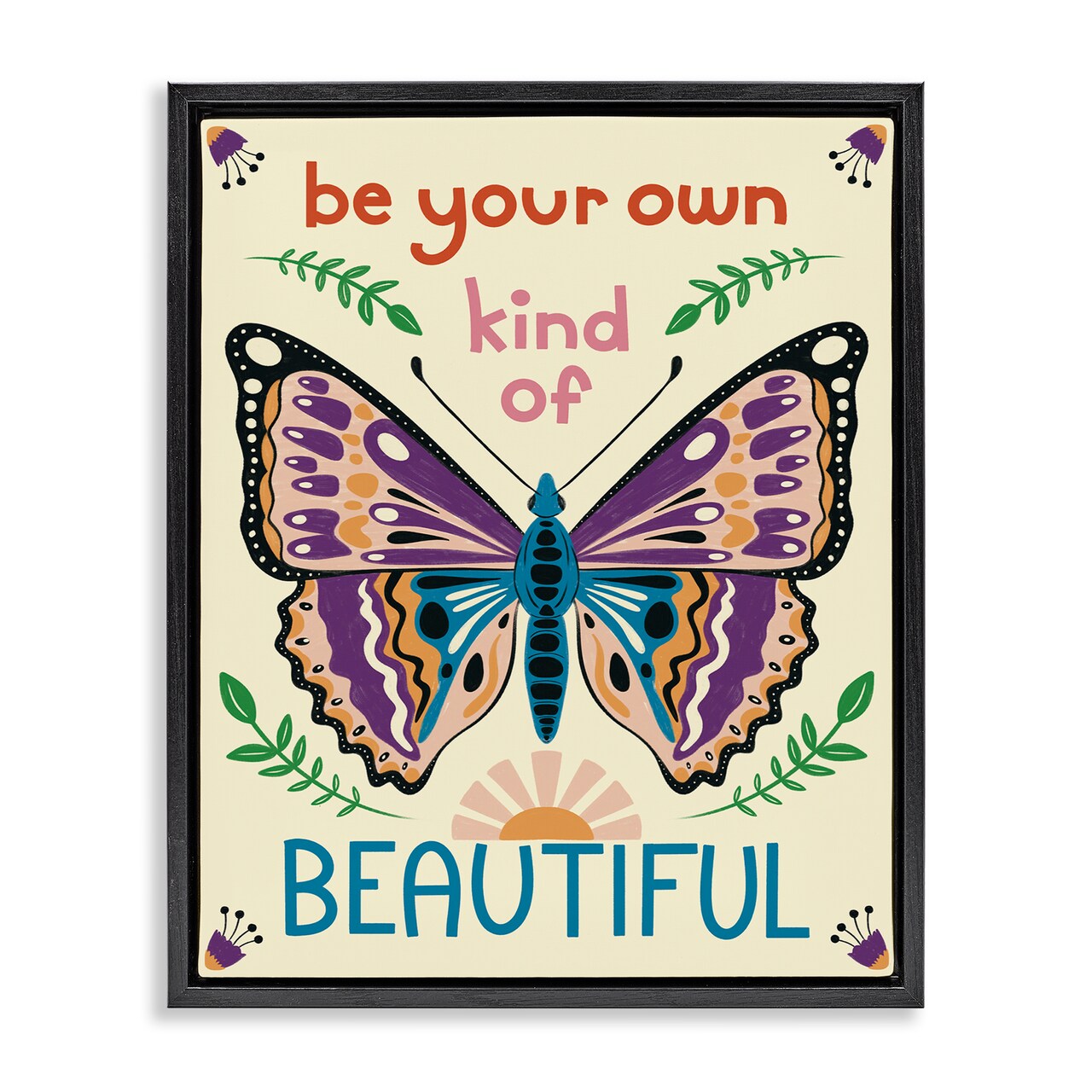 Stupell Industries Your Own Beautiful Butterfly Floater Framed Canvas Wall Art Design by Carrie Cantwell